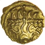 Gallo-Belgic Serpent. West of R.Somme. c.60-55 BC. Celtic gold quarter stater. 12mm. 1.44g.