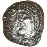 Mossop Proto Head. Diamonds and Fire Type. c.50-40 BC. Celtic silver unit. 16mm. 1.37g.