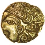 Selsey Diadem. Sills dies 2/3. c.55-50 BC. Celtic gold quarter stater. 10-12mm. 1.31g.