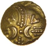 Andoco Crescent Wreath. c.20-1 BC. Celtic gold quarter stater. 11mm. 1.36g.