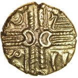 Westbury (formerly Middle Whaddon Chase). c.55-45 BC. Celtic gold stater. 17mm. 5.55g.