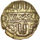 Cunobelinus Biga. CΛIΛL Type. Sills class 1. c.AD8-41. Celtic gold quarter stater. 12mm. 1.33g.