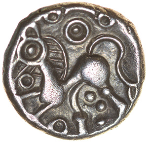 Sussex Ducks. c.55-45 BC. Celtic silver unit. 10mm. 1.28g. - Image 2 of 2