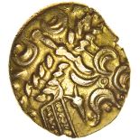 Tincomarus Alton. Sills class 1, dies 1/2.c.25BC-AD10. Celtic gold stater. 16-18mm. 5.51g.