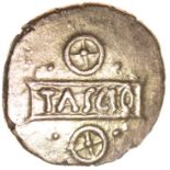 Sego Tascio Tablet. c.AD 5-15. Celtic gold quarter stater. 12mm. 1.34g.