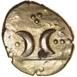 Freckenham Crescents. Rosette and Star Type. c.30-10 BC. Celtic gold stater. 16-19mm. 5.40g.