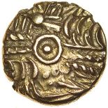 Moon Star. Sills British C, Crescent Stars. c.50-40 BC. Celtic gold quarter stater. 10mm. 1.20g.