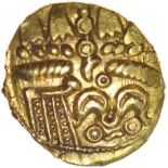 Tring Wheel. Sills dies 7/7. c.55-45 BC. Celtic gold quarter stater. 12-14mm. 1.29g.