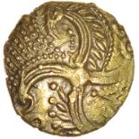 Huxtable’s Eagles. c.55-45 BC. Celtic gold quarter stater. 12mm. 1.36g.