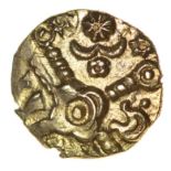 Rose Wings. Sills class 2, dies 7/10. c.55-45 BC. Celtic gold quarter stater. 12mm. 1.21g.