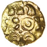 Bishop’s Wreath. Sills British Lc2, class 3b. c.55-45 BC. Celtic gold quarter stater. 12mm. 1.11g.