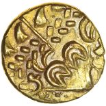 North East Coast. Bird Face. Left Type,Sills Mint B. c.60-50 BC. Celtic gold stater. 20mm. 6.16g.