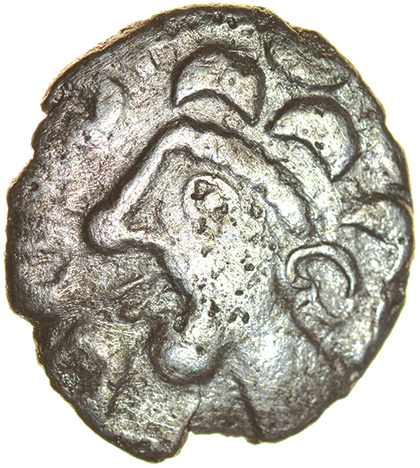 Abingdon Head. c.55-45 BC. Celtic silver unit. 15mm. 1.12g.