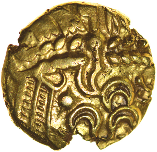 Selsey Two Faced. No Bars Type. Sills British Qa. c.55-45 BC. Celtic gold stater. 17mm. 6.08g.