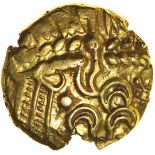 Selsey Two Faced. No Bars Type. Sills British Qa. c.55-45 BC. Celtic gold stater. 17mm. 6.08g.