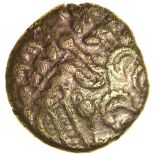 Cheesefoot Head. Sills Hampshire British Q Derivative. c.55-45 BC. Celtic gold stater. 16mm. 4.66g.