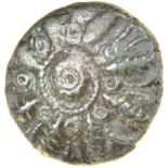 Eight Leaf Cogwheel. c.50-40 BC.Celtic silver unit. 10mm. 0.87g.