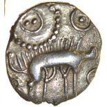 Spilsby Stag. Rich Type 12a. c.55-45 BC. Celtic silver unit. 13-15mm. 0.90g.