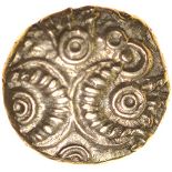 Corded Crescents. c.55-45 BC. Celtic gold quarter stater. 9mm. 1.03g.