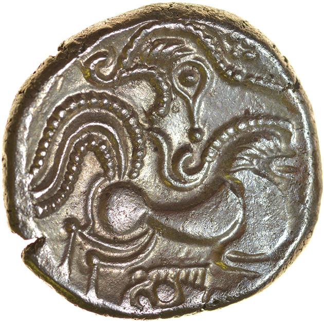 Ogmios and V-Boar. Coriosolites. c.57-56 BC. Celtic silver stater. 21mm. 6.48g. - Image 2 of 2