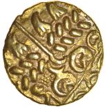 North East Coast. Chevron Type. Corieltauvi. c.60-50 BC. Celtic gold stater. 18mm. 6.03g.