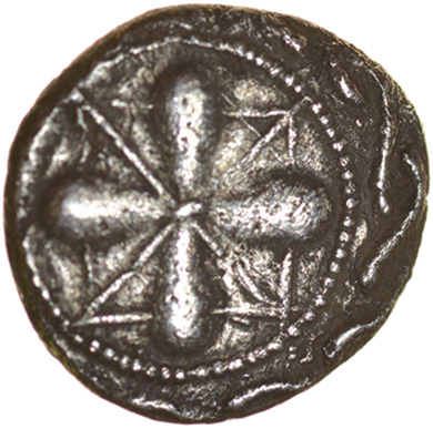 Dias Saltire. Catuvellauni. c.AD1-10. Celtic silver unit. 12mm. 1.28g.