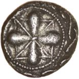 Dias Saltire. Catuvellauni. c.AD1-10. Celtic silver unit. 12mm. 1.28g.