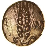 Cunobelinus Classic A. Twin Tendrils Type. Cat. & Trin. c.AD8-41. Celtic gold stater. 16mm. 5.42g.