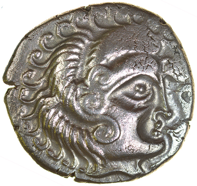 Ogmios and V-Boar. Coriosolites. c.57-56 BC. Celtic silver stater. 21mm. 6.48g.