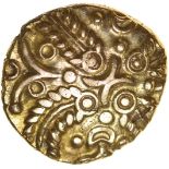 Tasciovanos Hidden Faces. Catuvellauni. c.25BC-AD10. Celtic gold stater. 16mm. 5.48g.