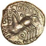 Cunobelinus Biga. c.AD8-41. Catuvellauni & Trinovantes. Celtic gold quarter stater. 11mm. 1.24g.