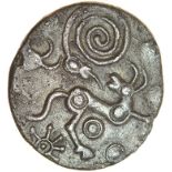 Essex Serpent. c.50-40 BC. Eastern. Celtic silver unit. 14mm. 1.28g.