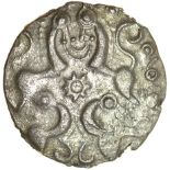 Facing Horses. Right Type. c.50-40 BC. East Wiltshire. Celtic silver unit. 15mm. 1.34g.