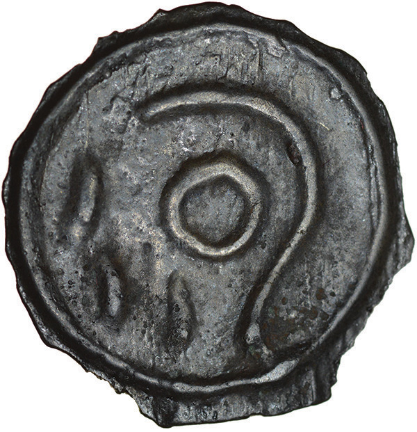 Heavy Striations. Angular Bull Type. Cantiaci. c.100-90 BC. Celtic cast potin. 20mm. 2.30g.