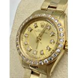 LADIES 14ct GOLD ROLEX WATCH WITH DIAMONDS