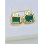 FINE 18ct GOLD EMERALD & DIAMOND EARRINGS