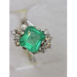 14ct GOLD 2.5ct APPROX EMERALD & 0.80ct DIAMOND RING