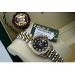 **ROLEX** DATEJUST 18K Gold & Stainless Steel with Diamond Dial in Black!