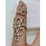 UNUSUAL 14ct GOLD DIAMOND SWIRL 2 PART RING