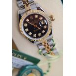 Rolex Diamond Datejust Jubilee 18K Gold/ Steel - Glossy Black Diamond-set Dial