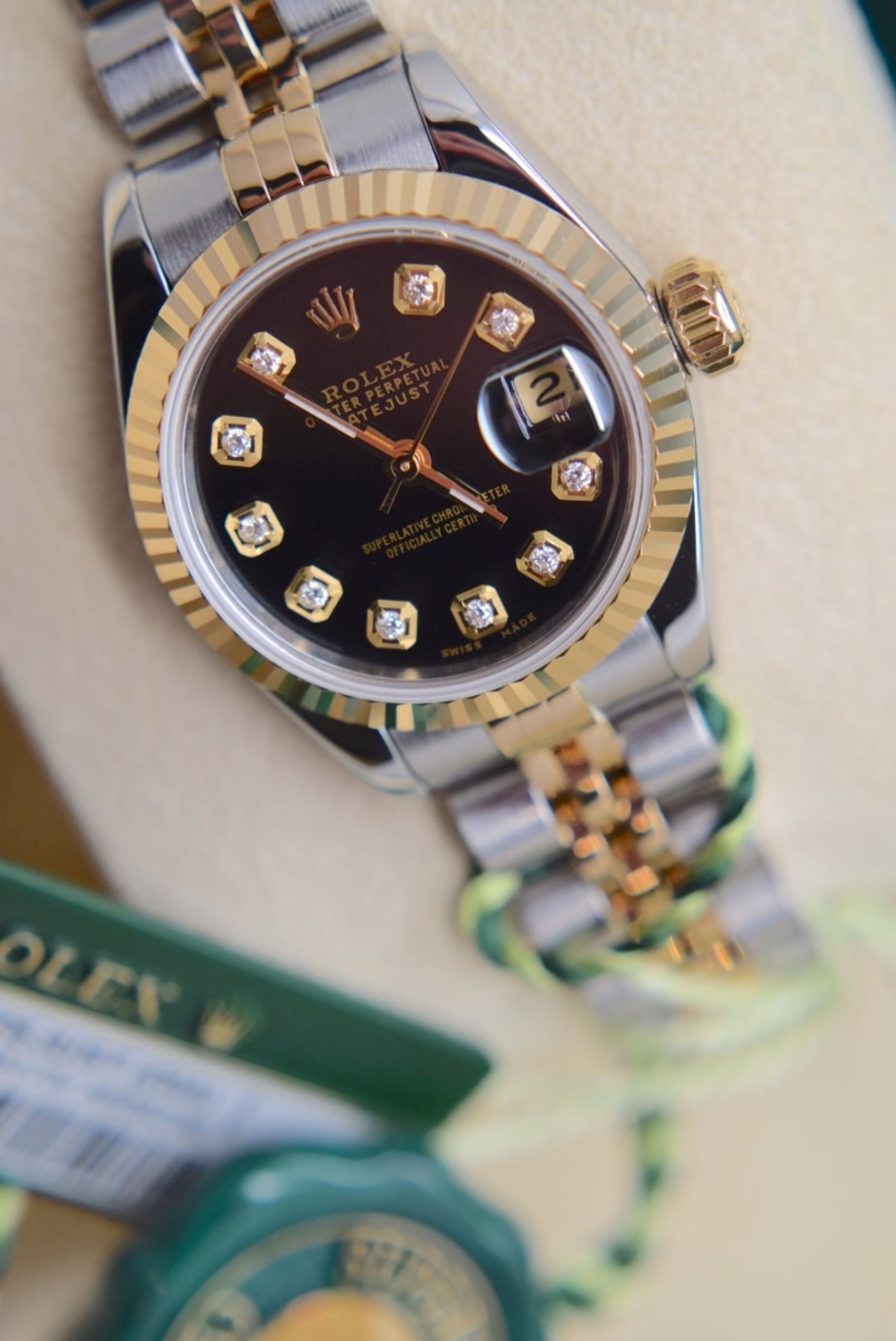 Rolex Diamond Datejust Jubilee 18K Gold/ Steel - Glossy Black Diamond-set Dial