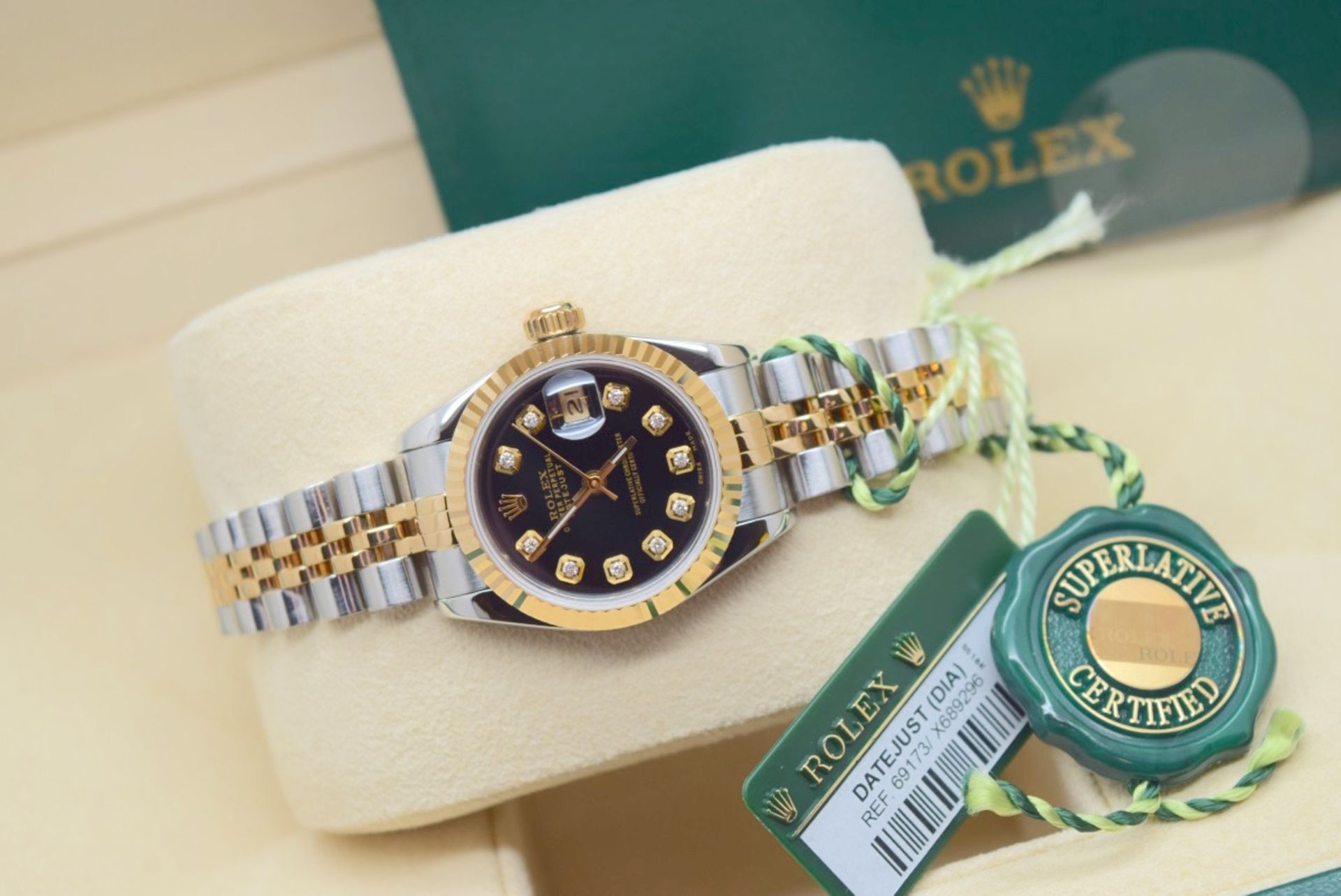 Rolex Diamond Datejust Jubilee 18K Gold/ Steel - Glossy Black Diamond-set Dial - Image 3 of 14