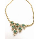 STUNNING EMERALD & DIAMOND NECKLACE WITH PANTHER LINK 18ct GOLD - 32 GRAMS