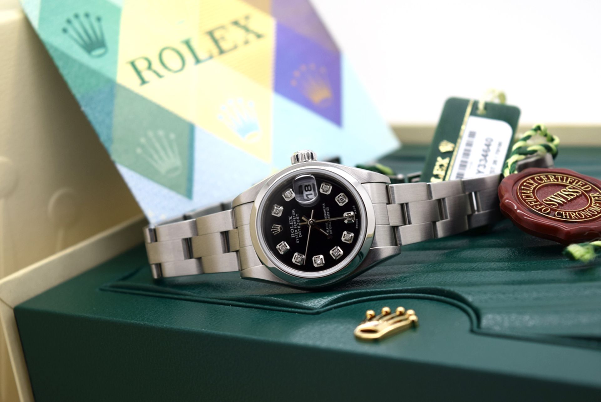 Rolex Ladies Datejust - Diamond Black Dial, Steel Model; 79190 with Box & Certificate - Image 12 of 12