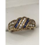 SAPPHIRE & DIAMOND RING MARKED 9k