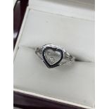 HEART SHAPED FLOATING DIAMOND RING MARKED 585