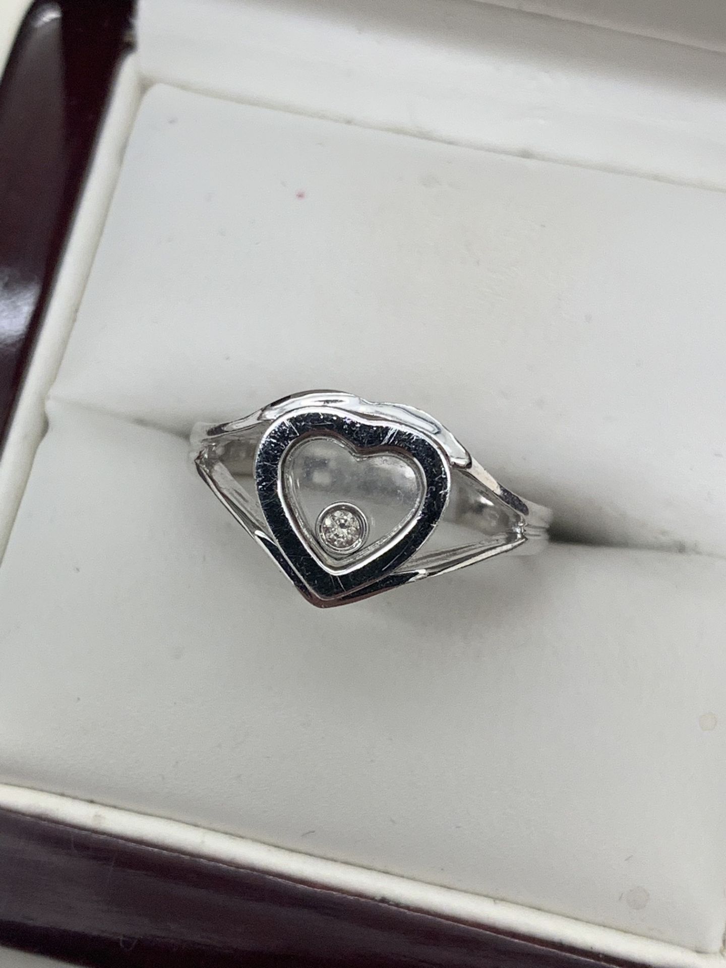 HEART SHAPED FLOATING DIAMOND RING MARKED 585