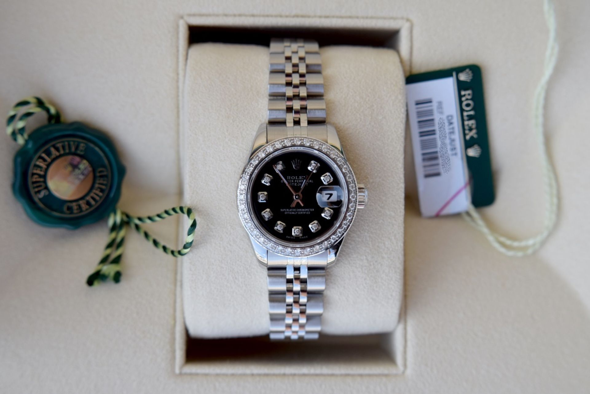 *Beautiful* Rolex Lady DateJust - Diamond Encrusted White Gold/ Steel Black Dial CNRV: £12,150