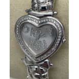 18ct WHITE GOLD & DIAMOND SET GAUTIER HEART SHAPED "ONLY YOU" WATCH