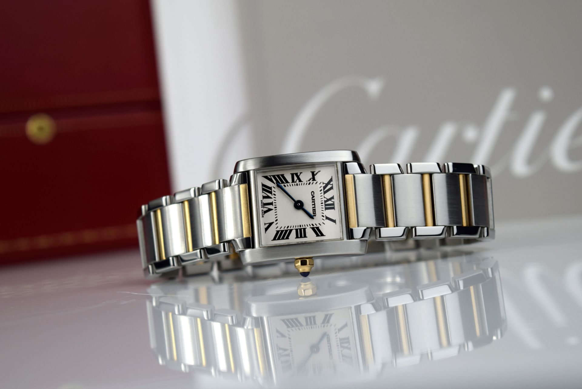 *Beautiful* Cartier Ladies Tank - 18k Gold & Steel, Roman Numeral Dial - Image 7 of 7